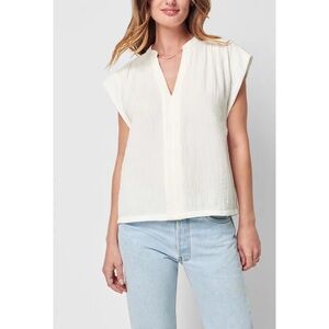 FAHERTY Dream Cotton Gauze Lucia Top White Cream